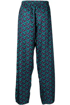 Versace Men's Monogram Silk Pajama Pants