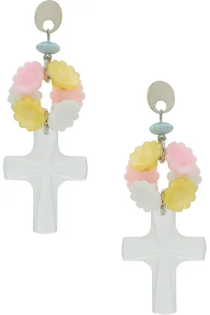 AMIR SLAMA Clear cross earrings