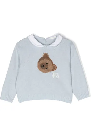 Palm Angels Bear-embroidered collared jumper