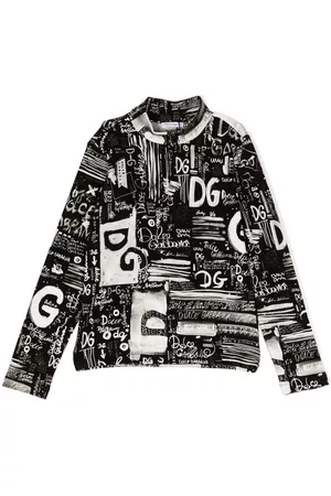 Dolce & Gabbana Girls V neck t-shirts - Logo-print mock-neck top