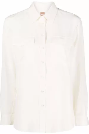 HUGO BOSS Women Short Sleeve - Short-sleeve silk shirt