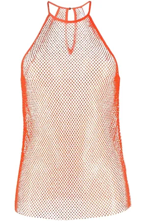 Patrizia Pepe Rhinestone mesh crew-neck top