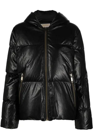 Michael Kors Faux-leather hooded puffer jacket