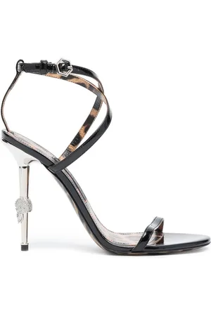 Philipp Plein Leopard 115mm skull-embellished sandals
