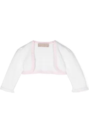 LA STUPENDERIA Ruffle-trim cropped knitted cardigan