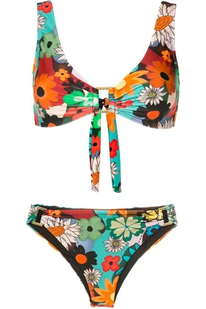 AMIR SLAMA Floral-print tie-fastened bikini
