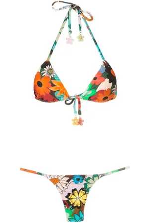 AMIR SLAMA Floral-print halterneck bikini