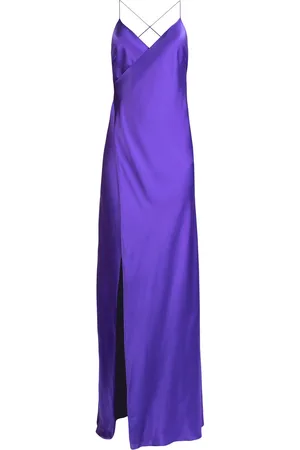 Michelle Mason Silk front-slit maxi gown