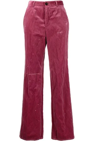 Dsquared2 Embroidered-logo velvet trousers