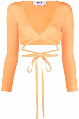 Msgm Wrap knitted crop top