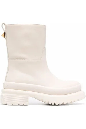 Valentino White Rubber 03 Rose Edition Atelier Mid Calf Boots Size