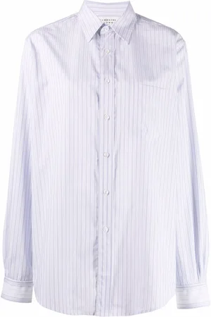 Maison Margiela Stripe-print pointed-collar shirt