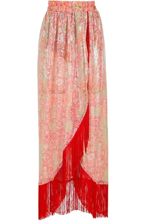 Olympiah Paisley-print wrap fringe skirt