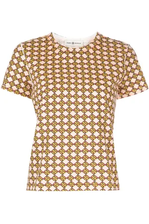 Tory Burch Logo-check cotton T-shirt