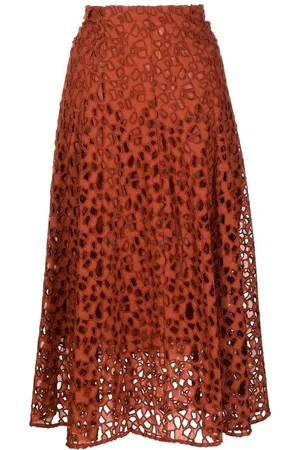 Vince A-line lace-embroidered skirt