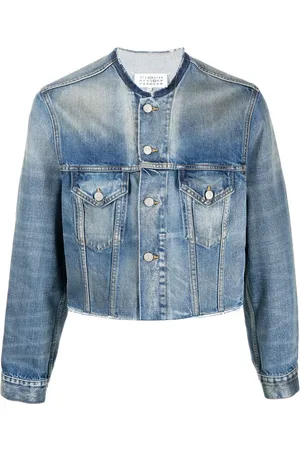 Maison Margiela Collarless cropped denim jacket