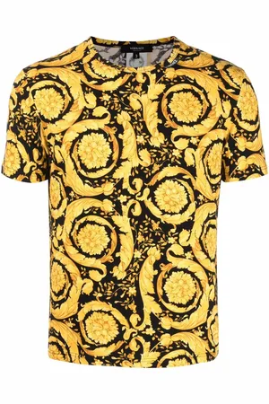 Versace Men Baroque Pattern T shirt S Size Barocco Black Gold Medusa