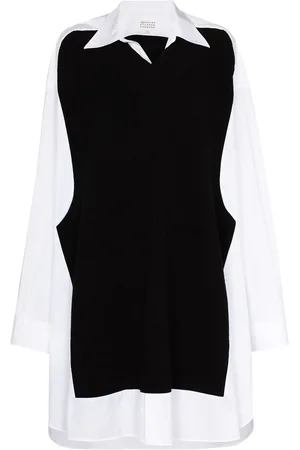 Maison Margiela Spliced knit-detail shirtdress