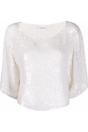 P.A.R.O.S.H. Sequin-embellished draped blouse