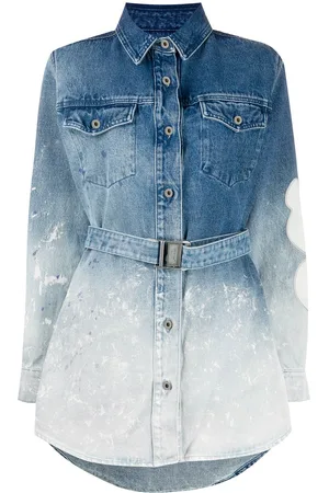 Blue Mildly Distressed Denim Shirt