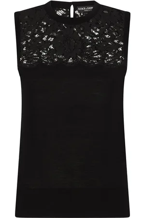 Dolce & Gabbana Lace-panel virgin wool blouse