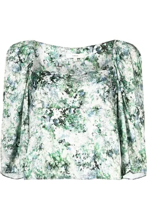 Vince Floral-print square-neck blouse