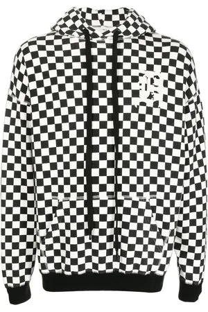 R13 Checkerboard-print cotton hoodie