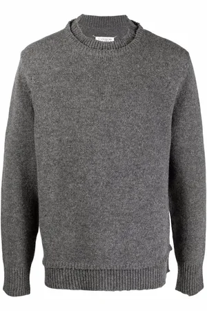 Maison Margiela Layered-collar elbow-patch distressed jumper