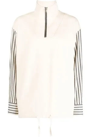 GOEN.J Poplin striped-sleeve sweatshirt