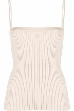 Courrèges Logo rib-knit camisole top