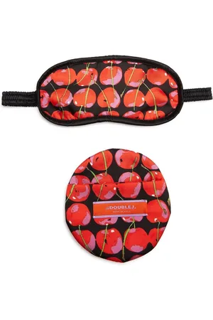 La DoubleJ Cherry-print eye mask and case