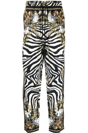 WDIRARA Men's Leopard Print Drawstring High Waist Straight Leg Long Pants  with Pockets Multicolor S at Amazon Men's Clothing store