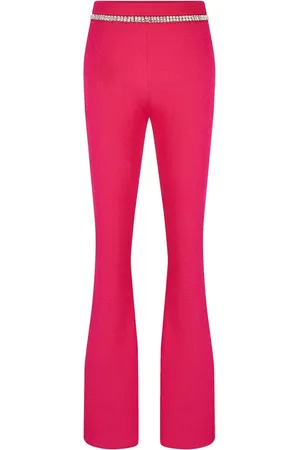 Paco rabanne Rhinestone-embellished ribbed-knit flared trousers