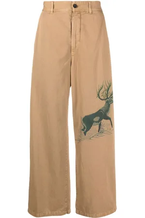 Incotex Deer-print wide-leg trousers