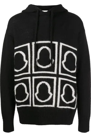Moncler Logo-intarsia knitted hoodie