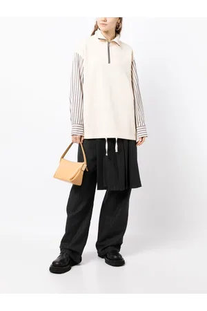 GOEN.J Striped poplin layered shirt-sweatshirt