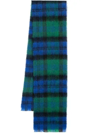 MACKINTOSH Check-pattern fine-knit scarf