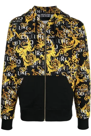 VERSACE Baroque-print zip-up hoodie