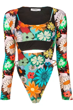 AMIR SLAMA Floral-print cut-out swimsuit