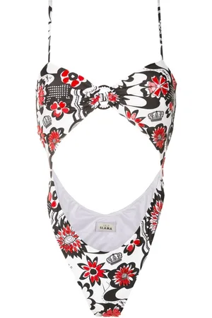 AMIR SLAMA Floral-print cut-out swimsuit