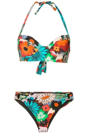 AMIR SLAMA Floral-print halterneck bikini
