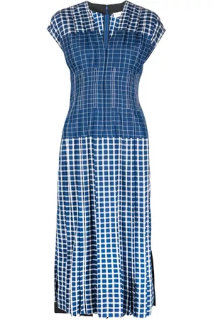 Tory Burch Women Midi Dresses - Checked silk midi dress