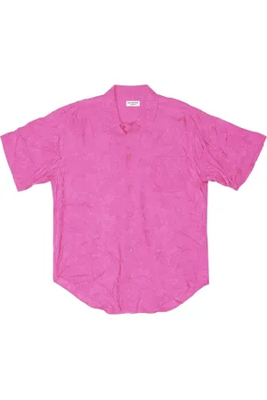 Dice Kayek Monogram Striped Silk Shirt Green Pink Geometric Flower