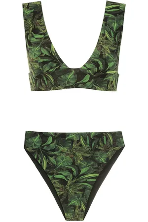 Isolda Coqueiral foliage-print bikini set