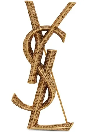 Saint Laurent Textured logo letter brooch