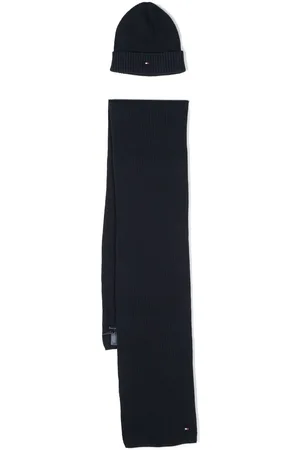 Tommy Hilfiger Embroidered-logo scarf and beanie set