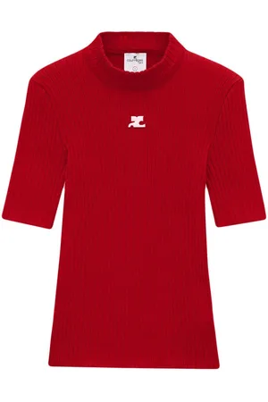 Courrèges Reedition cotton-blend knitted top