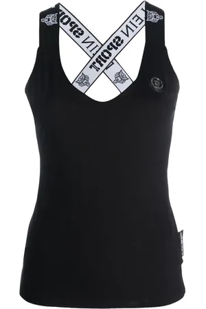 Philipp Plein Logo strap V-neck cotton tank top