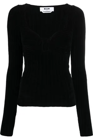 Msgm Twist-front ribbed long-sleeve top