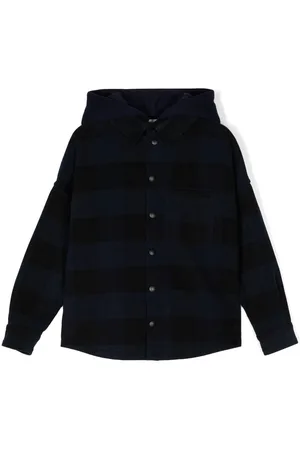 Palm Angels Check-print hooded shirt jacket